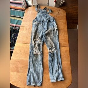 Divided Distressed Jean Overalls